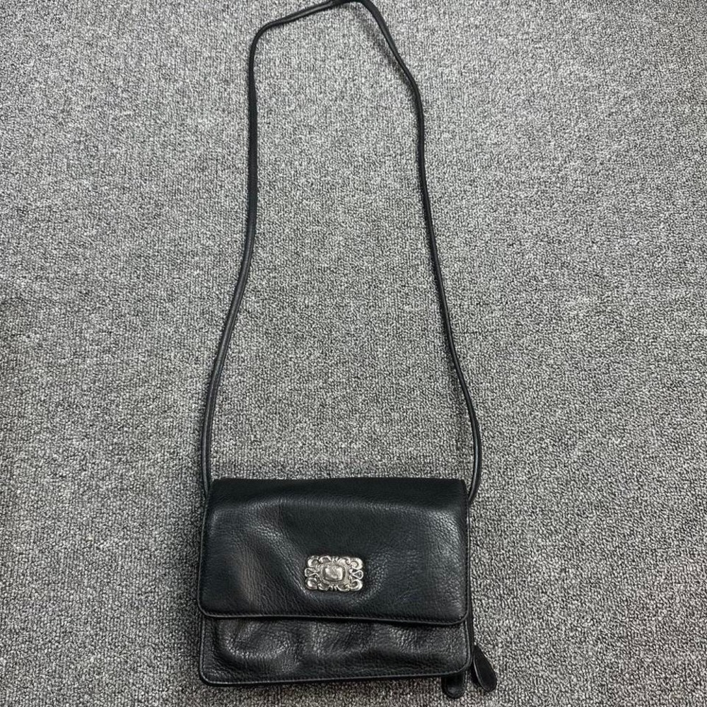 Vintage Fossil Crossbody Bag Purse Clutch Organizer Pockets Black Leather Alt